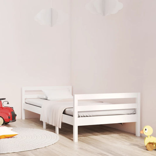 Solid Pine Wood Bed Frame, White, 80x200 cm, No Mattress Included