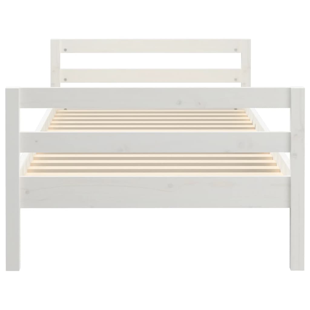 Solid Pine Wood Bed Frame, White 90x190 cm, Single Size