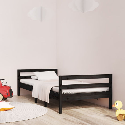 Solid Pine Black Bed Frame 75x190 cm - Small Single Wood Design