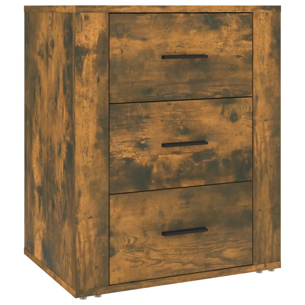 Smoked Oak Bedside Cabinet 50x36x60 cm - Engineered Wood Elegance