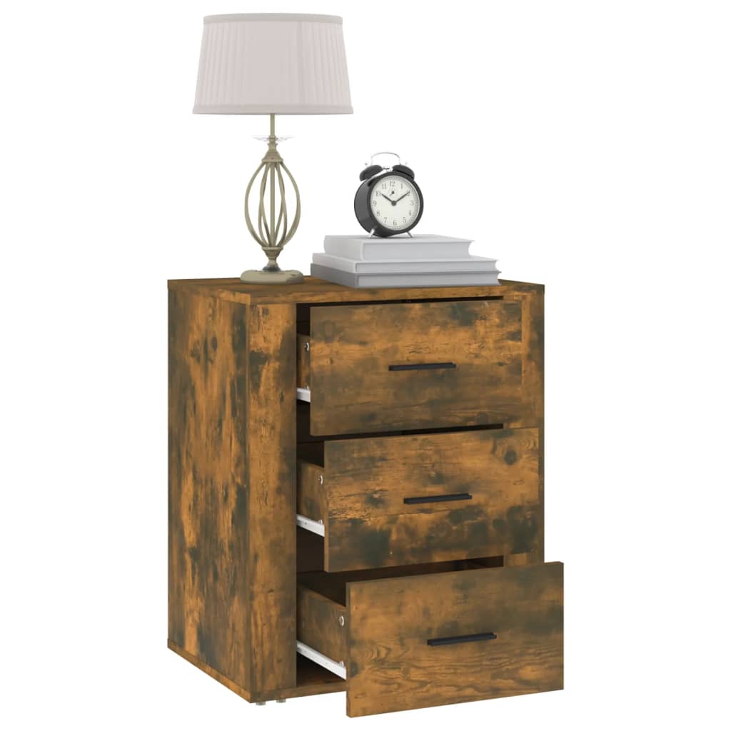 Smoked Oak Bedside Cabinet 50x36x60 cm - Engineered Wood Elegance