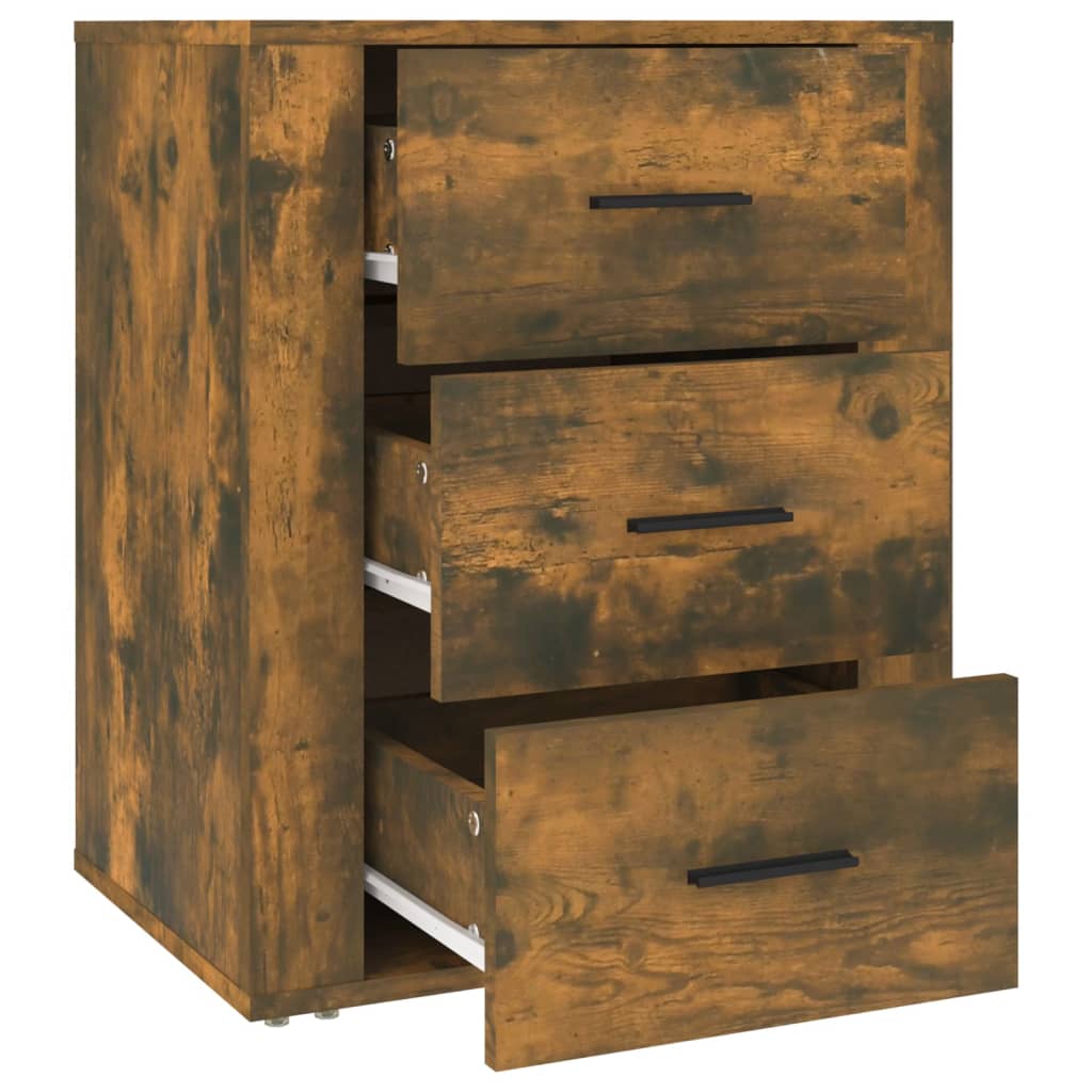 Smoked Oak Bedside Cabinet 50x36x60 cm - Engineered Wood Elegance