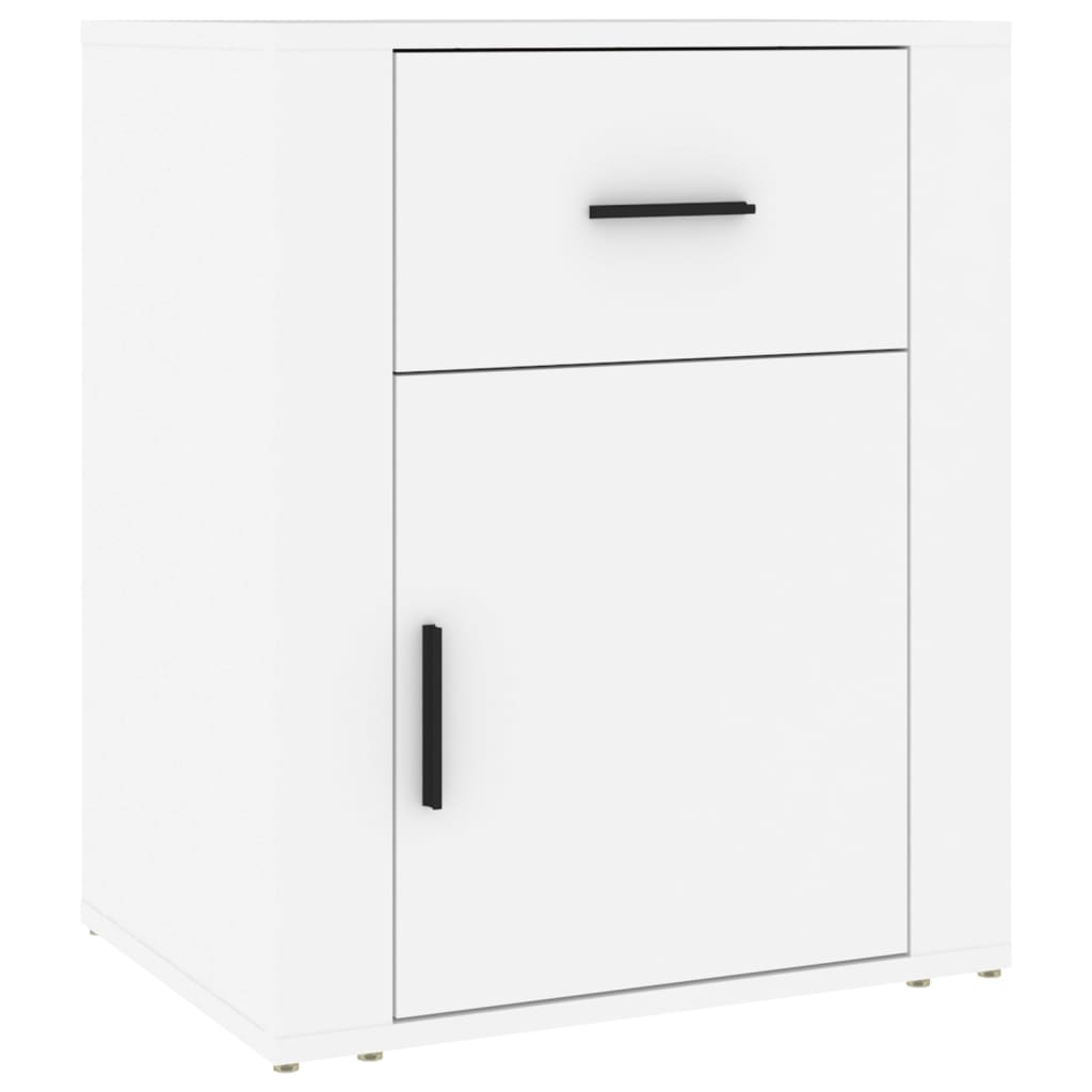 White Engineered Wood Bedside Cabinet 50x36x60 cm