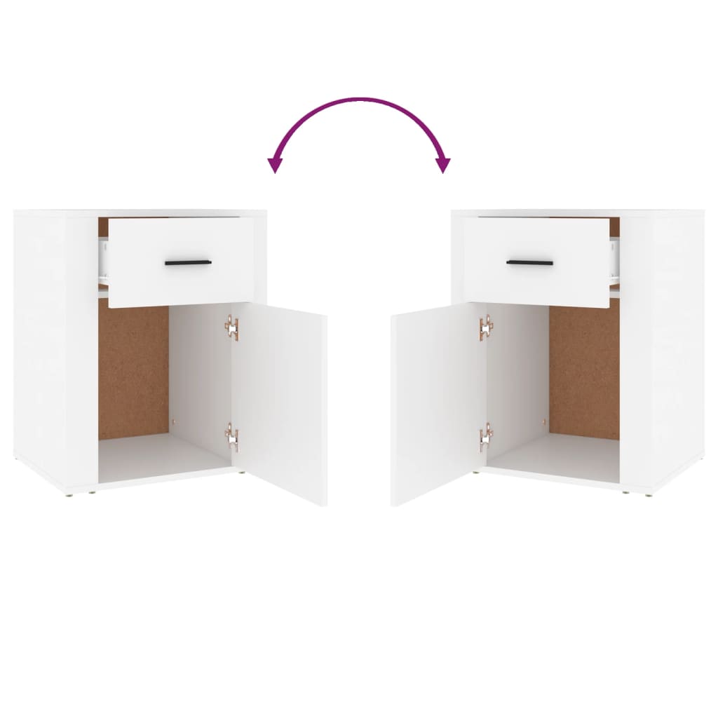 White Engineered Wood Bedside Cabinet 50x36x60 cm