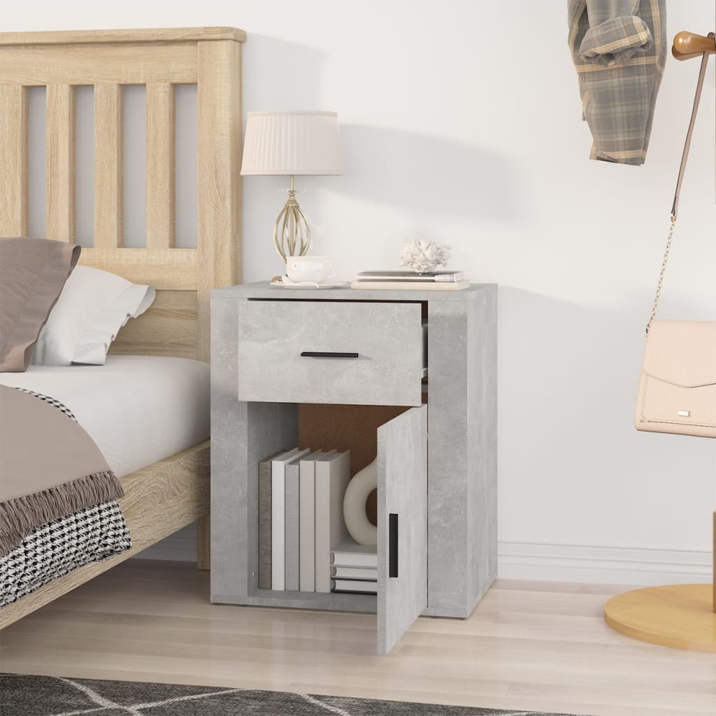 Concrete Grey Bedside Cabinet 50x36x60 cm - Engineered Wood