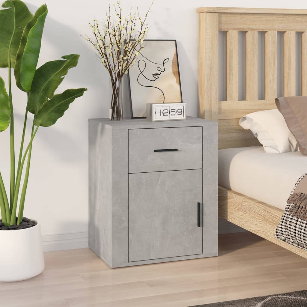 Concrete Grey Bedside Cabinet 50x36x60 cm - Engineered Wood