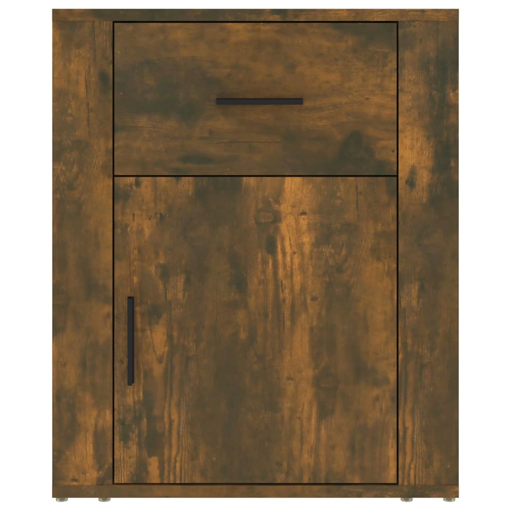 Smoked Oak Bedside Cabinet 50x36x60cm - Engineered Wood Elegance