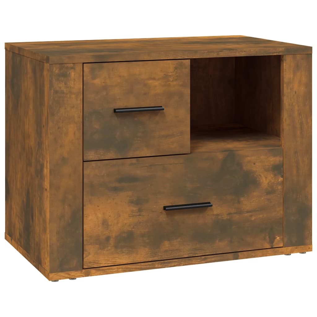 Smoked Oak Bedside Cabinet 60x36x45 cm - Engineered Wood