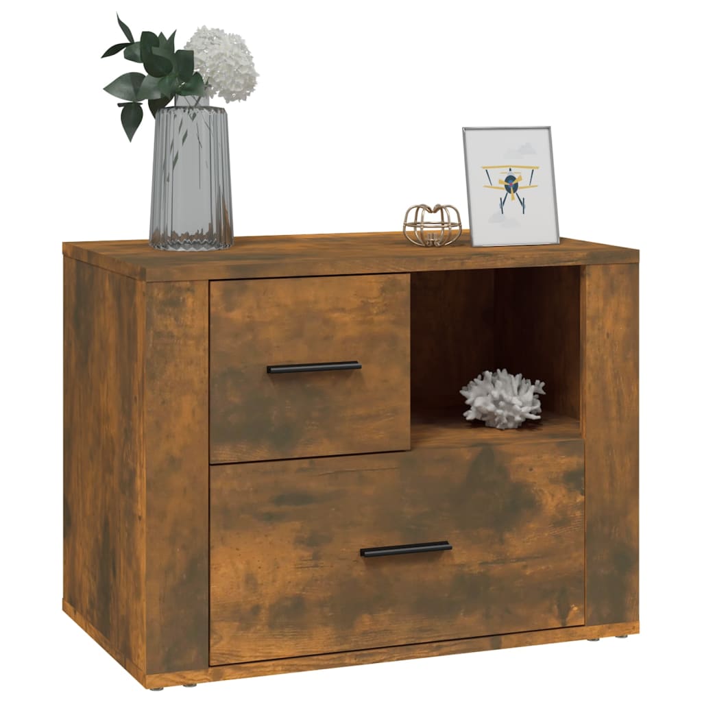 Smoked Oak Bedside Cabinet 60x36x45 cm - Engineered Wood