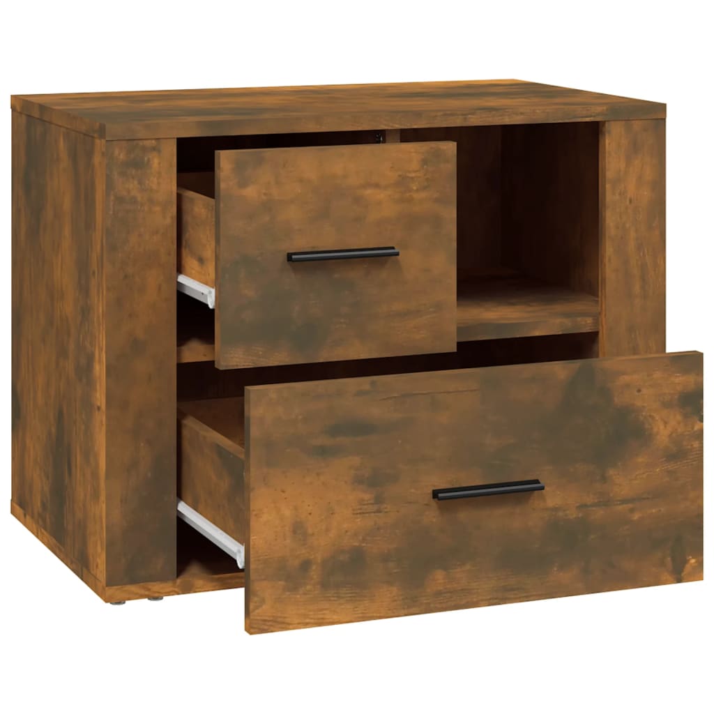 Smoked Oak Bedside Cabinet 60x36x45 cm - Engineered Wood