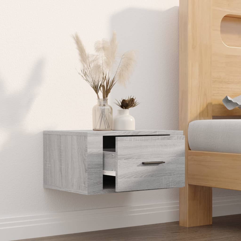 Grey Sonoma Wall-Mounted Bedside Cabinet 50x36x25 cm