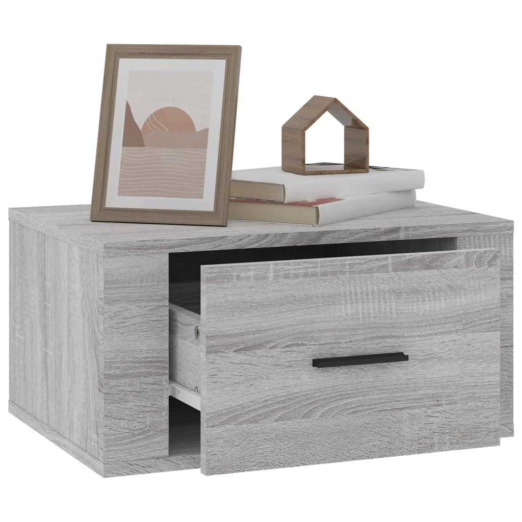 Grey Sonoma Wall-Mounted Bedside Cabinet 50x36x25 cm
