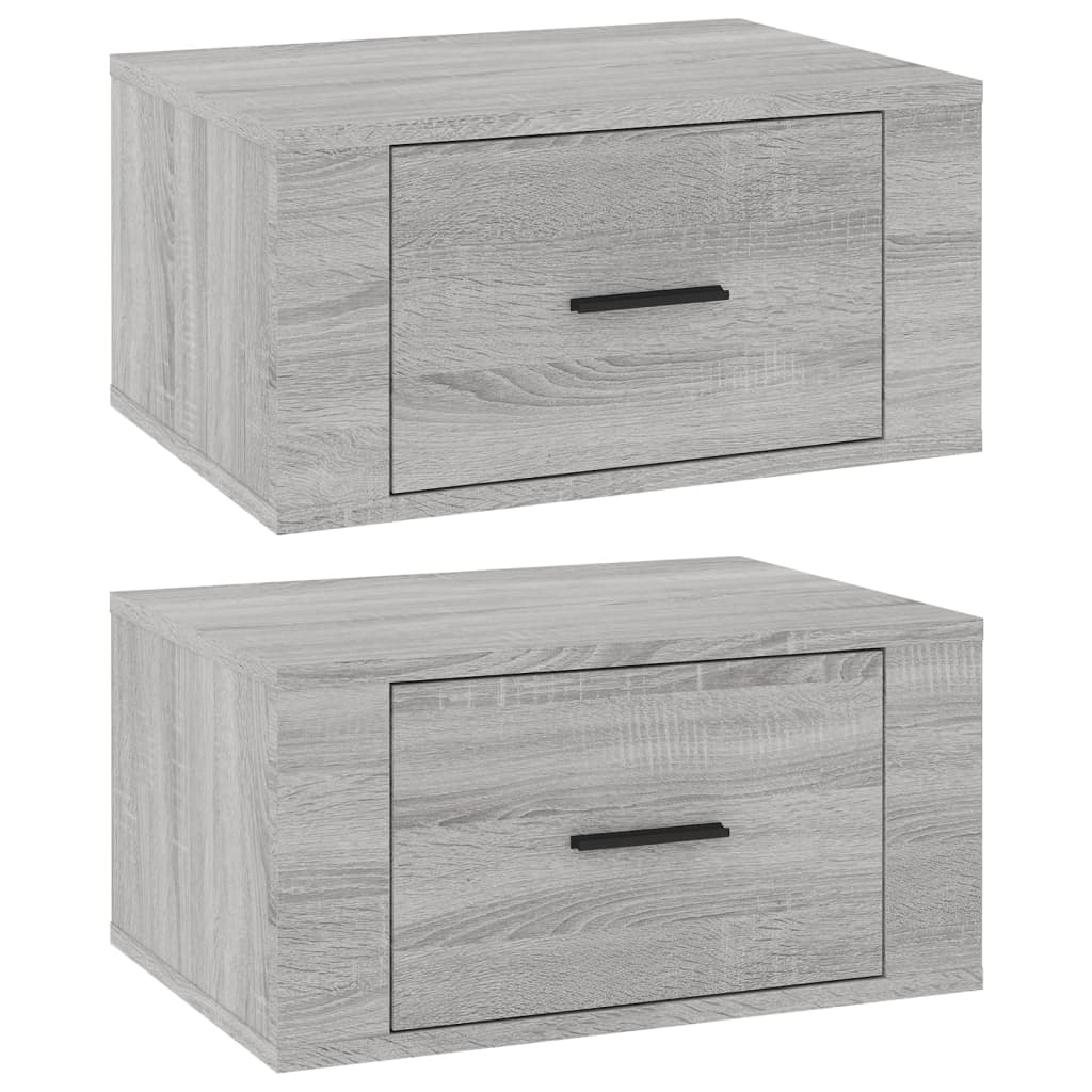 Grey Sonoma Wall-Mounted Bedside Cabinets 2 pcs - 50x36x25 cm