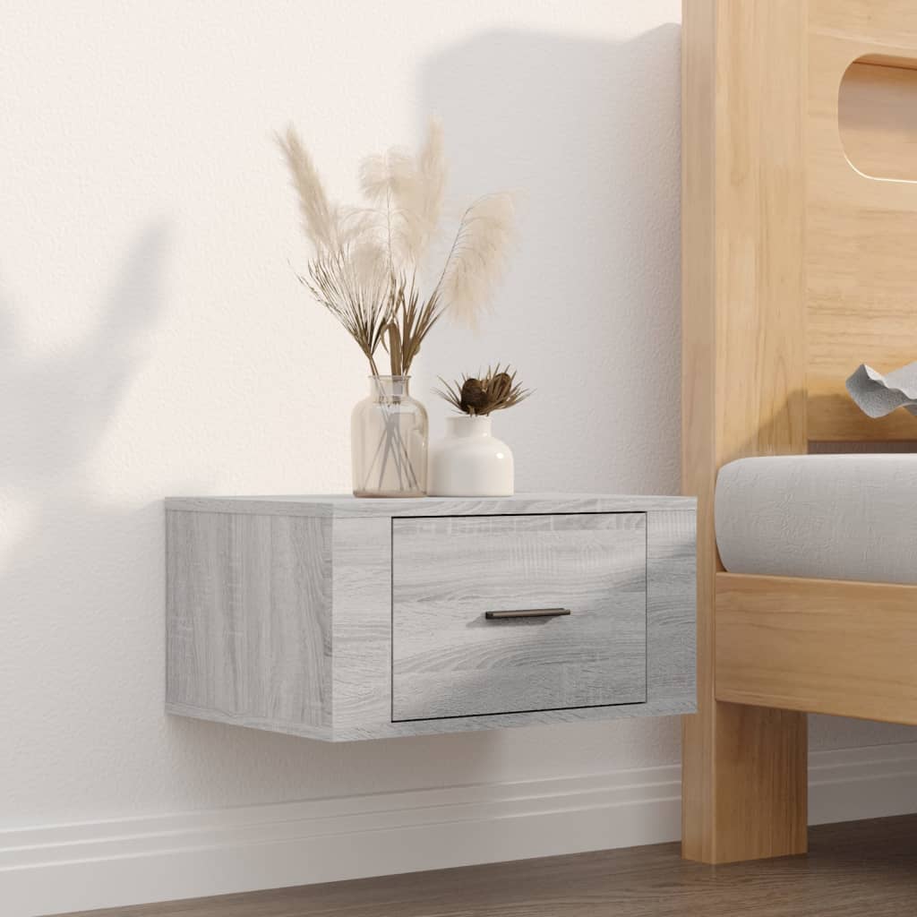 Grey Sonoma Wall-Mounted Bedside Cabinets 2 pcs - 50x36x25 cm
