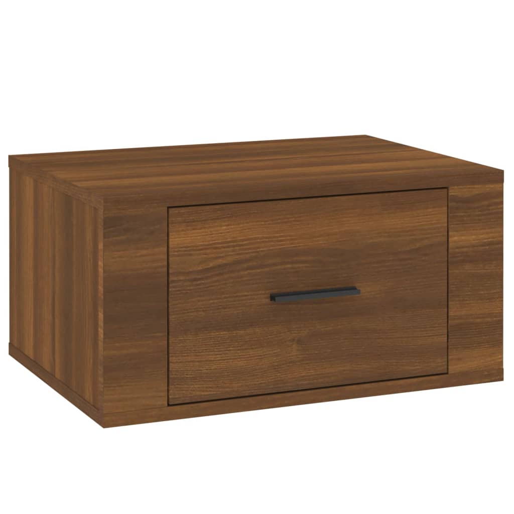 Brown Oak Wall-Mounted Bedside Cabinets - Set of 2, 50x36x25 cm