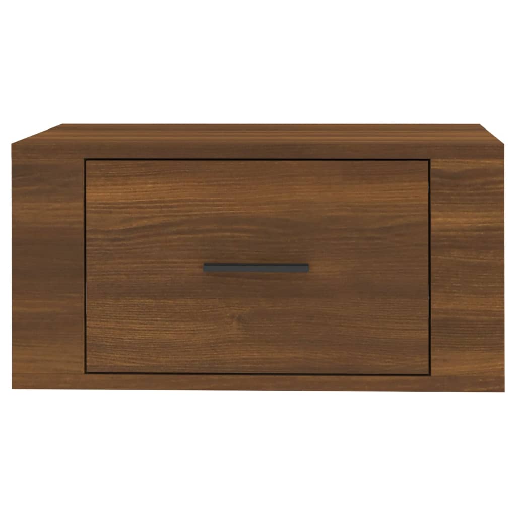 Brown Oak Wall-Mounted Bedside Cabinets - Set of 2, 50x36x25 cm