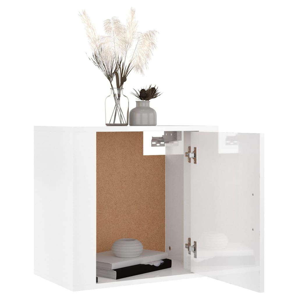 High Gloss White Wall-Mounted Bedside Cabinets 2pcs, 50x30x47cm