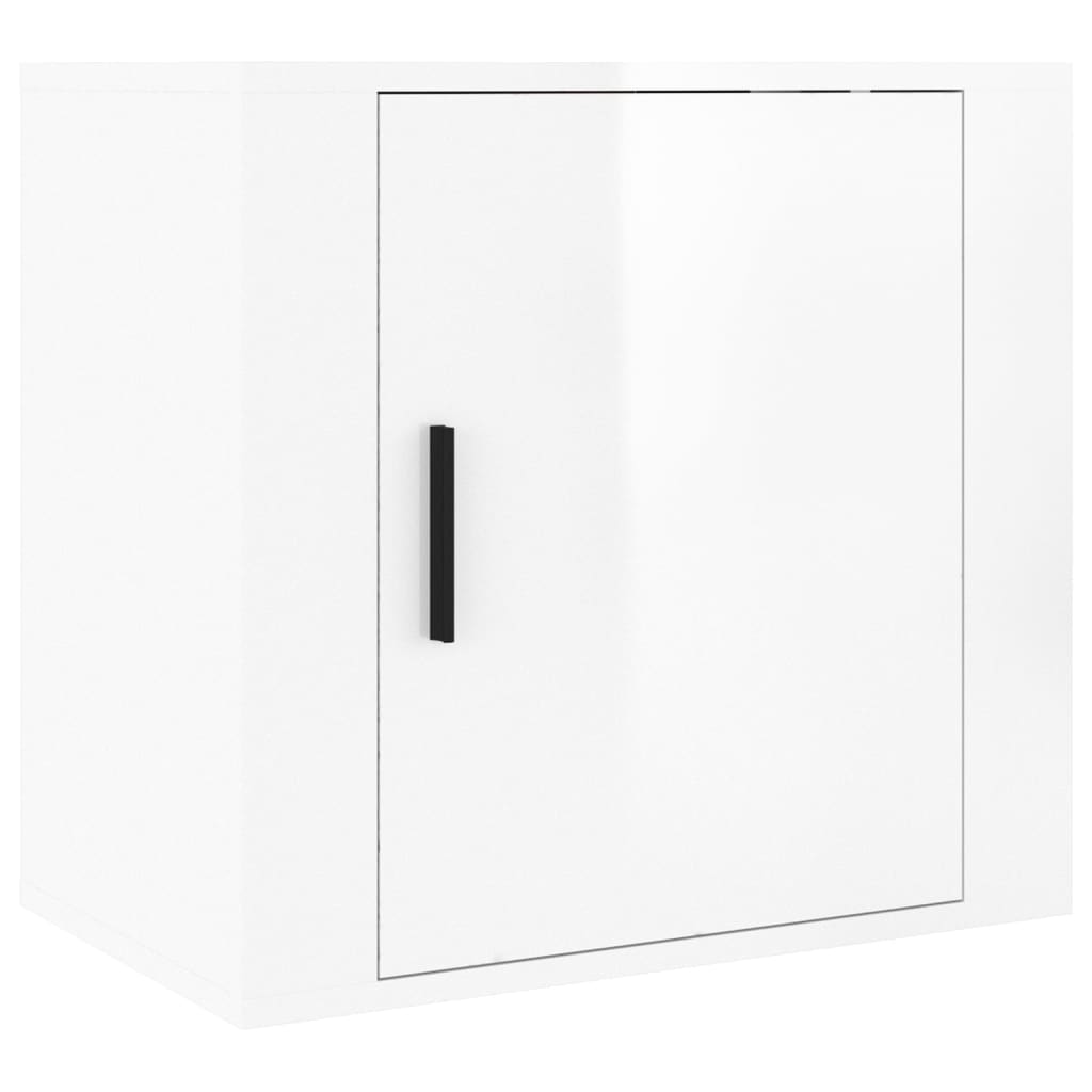 High Gloss White Wall-Mounted Bedside Cabinets 2pcs, 50x30x47cm