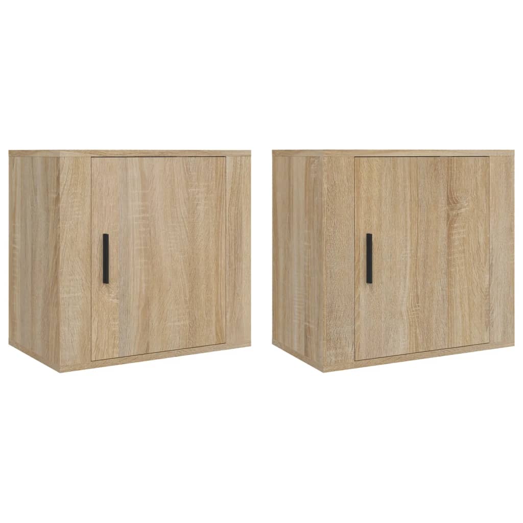 Sonoma Oak Wall-Mounted Bedside Cabinets Set of 2 - 50x30x47 cm