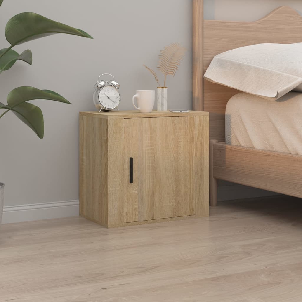 Sonoma Oak Wall-Mounted Bedside Cabinets Set of 2 - 50x30x47 cm