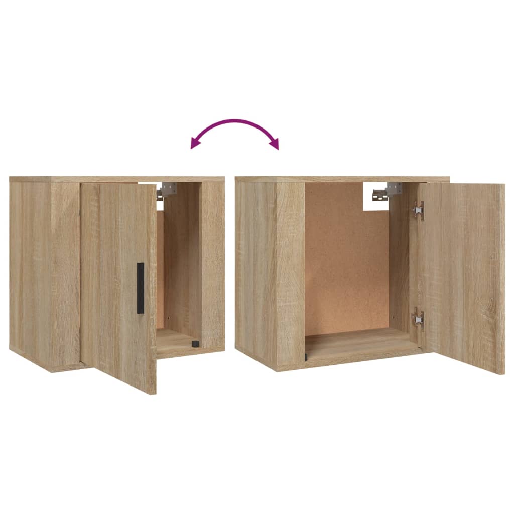 Sonoma Oak Wall-Mounted Bedside Cabinets Set of 2 - 50x30x47 cm