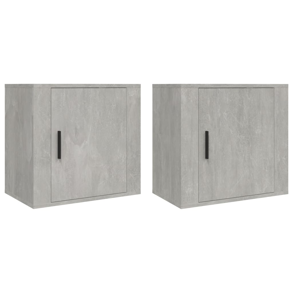 Concrete Grey Wall-Mounted Bedside Cabinets Set - 2 Pcs, 50x30x47 cm