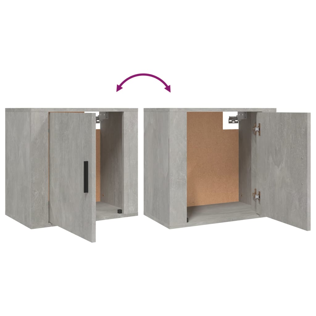 Concrete Grey Wall-Mounted Bedside Cabinets Set - 2 Pcs, 50x30x47 cm
