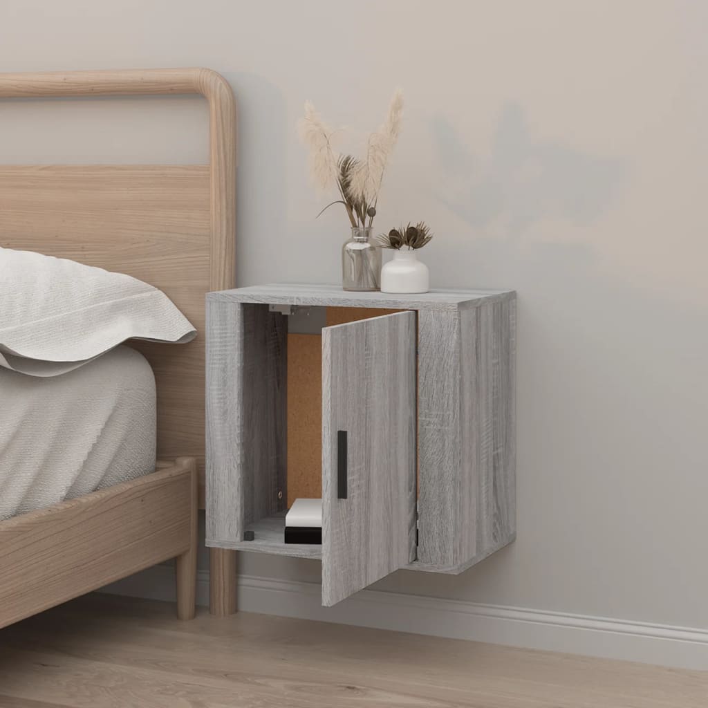 Grey Sonoma Wall-Mounted Bedside Cabinet 50x30x47 cm - Stylish & Compact