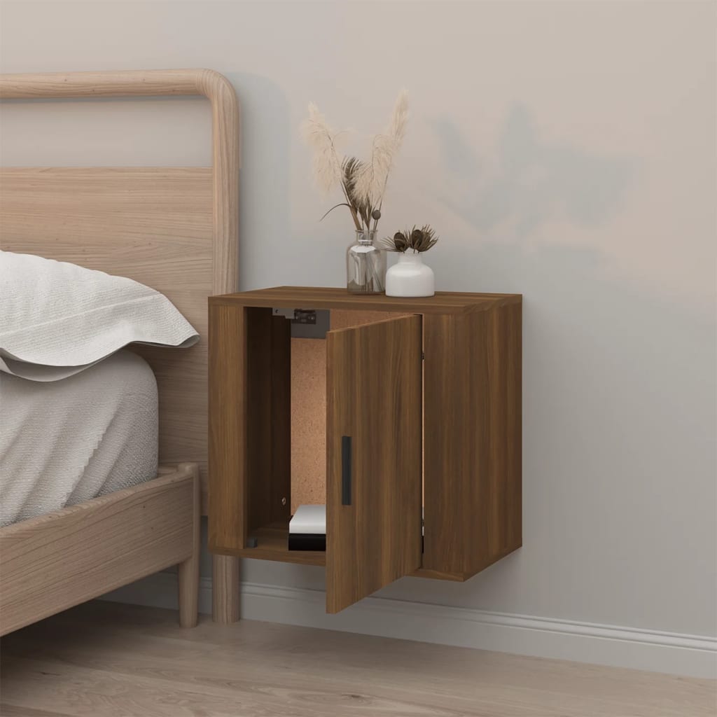 Brown Oak Wall-mounted Bedside Cabinet 50x30x47 cm - Stylish Storage