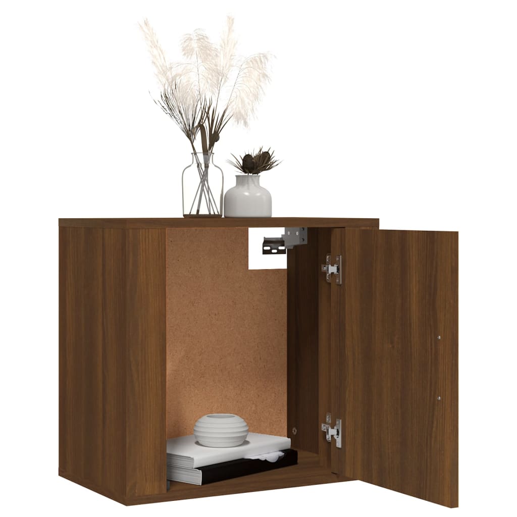 Brown Oak Wall-mounted Bedside Cabinet 50x30x47 cm - Stylish Storage