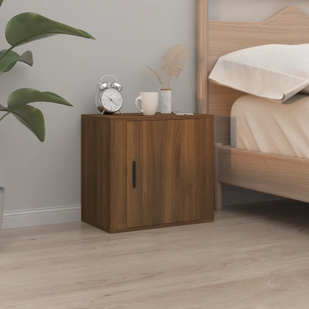 Brown Oak Wall-mounted Bedside Cabinet 50x30x47 cm - Stylish Storage