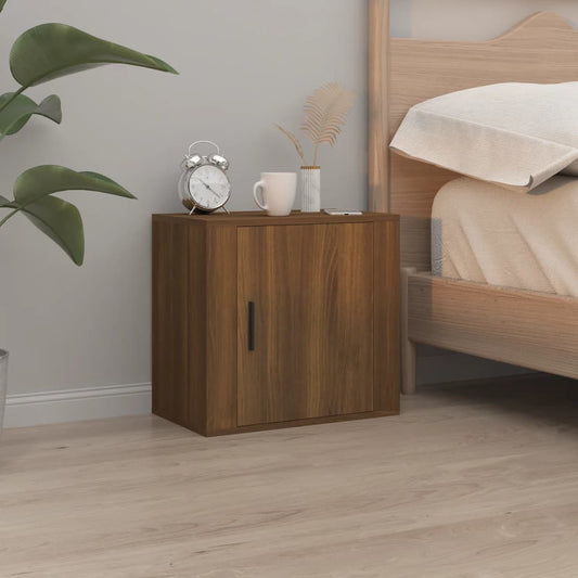 Brown Oak Wall-mounted Bedside Cabinet 50x30x47 cm - Stylish Storage