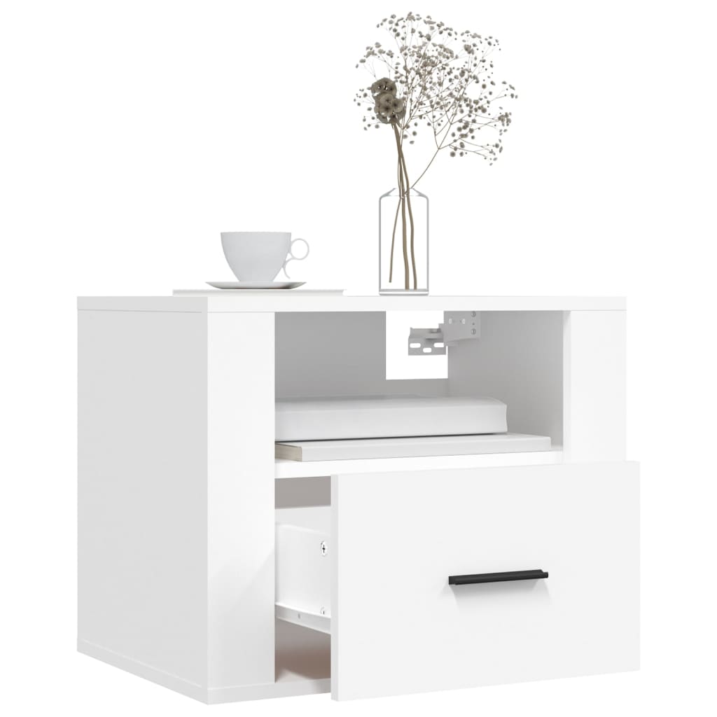 White Wall-Mounted Bedside Cabinets Set of 2 - 50x36x40 cm