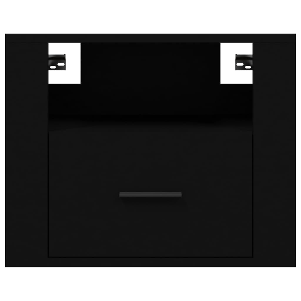 Sleek Black Wall-Mounted Bedside Cabinets, Set of 2, 50x36x40 cm