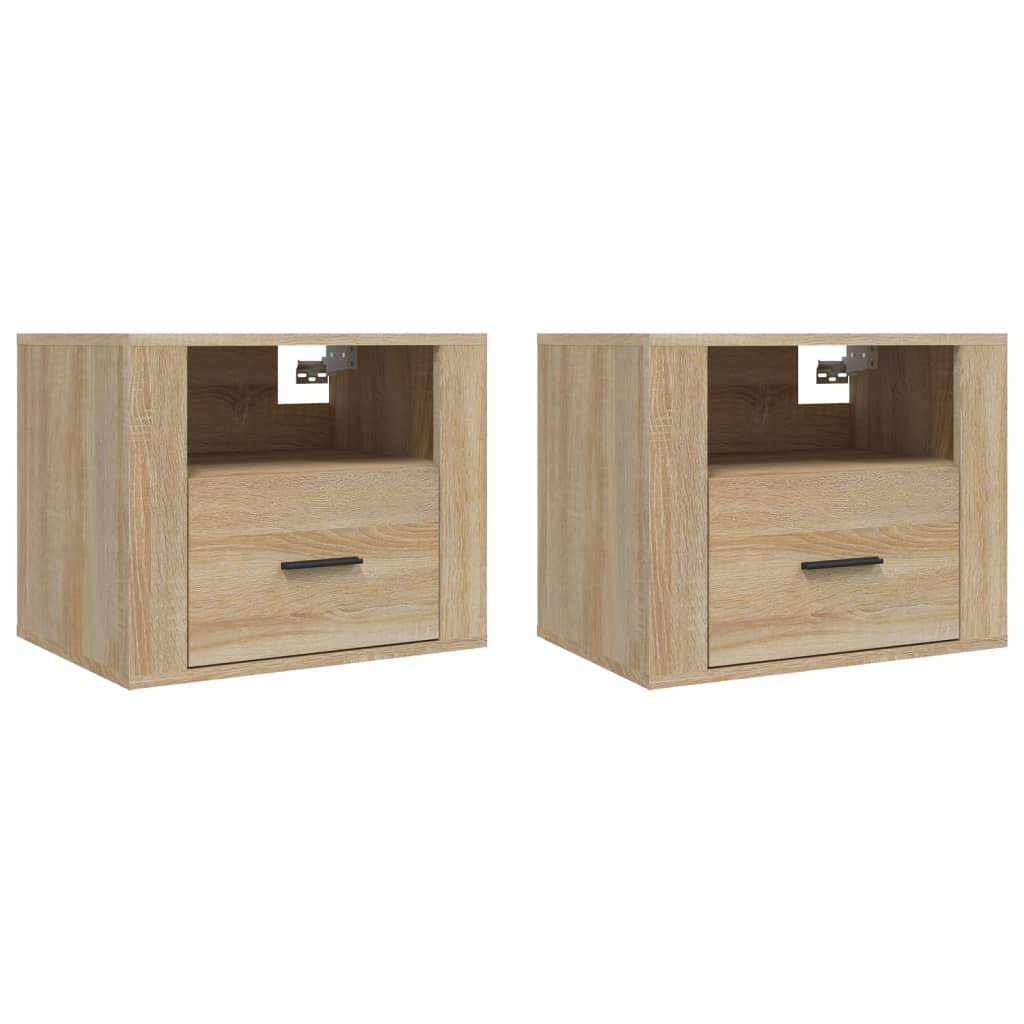 Sonoma Oak Wall-Mounted Bedside Cabinets - Set of 2, 50x36x40 cm