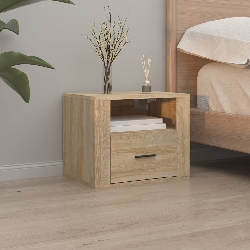 Sonoma Oak Wall-Mounted Bedside Cabinets - Set of 2, 50x36x40 cm