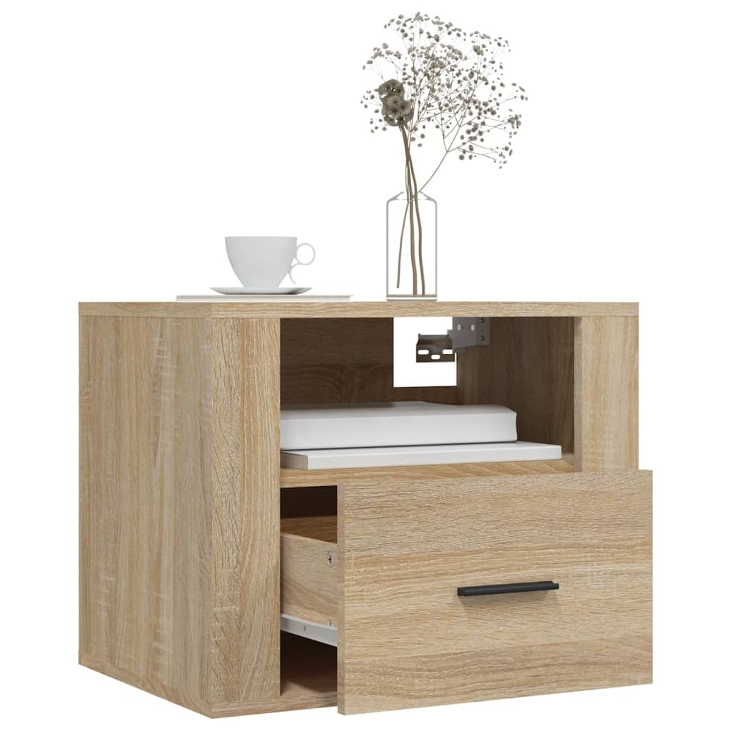 Sonoma Oak Wall-Mounted Bedside Cabinets - Set of 2, 50x36x40 cm