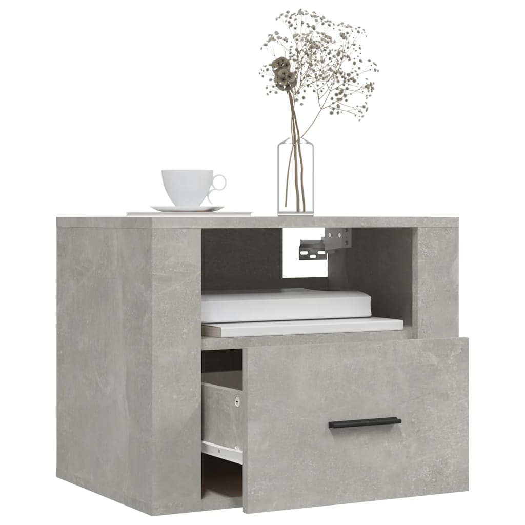 Concrete Grey Wall-Mounted Bedside Cabinet 50x36x40 cm