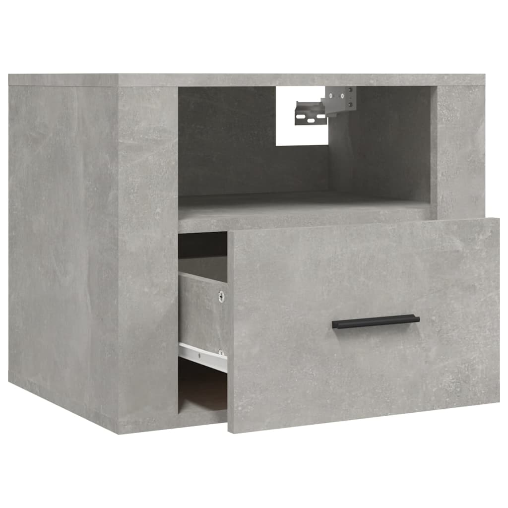 Concrete Grey Wall-Mounted Bedside Cabinet 50x36x40 cm