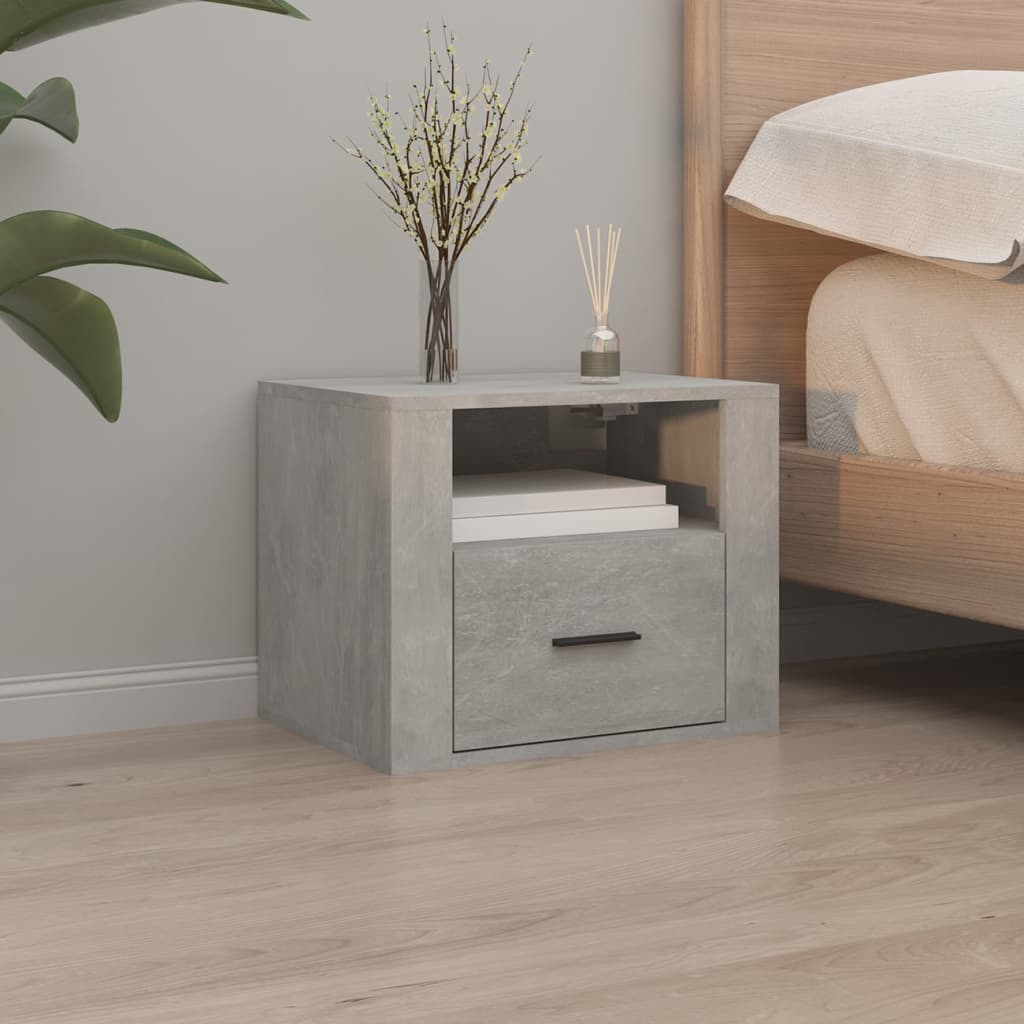 Concrete Grey Wall-Mounted Bedside Cabinet 50x36x40 cm