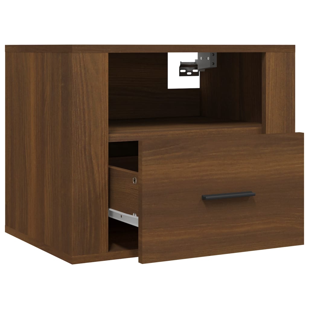Brown Oak Wall-Mounted Bedside Cabinet 50x36x40 cm