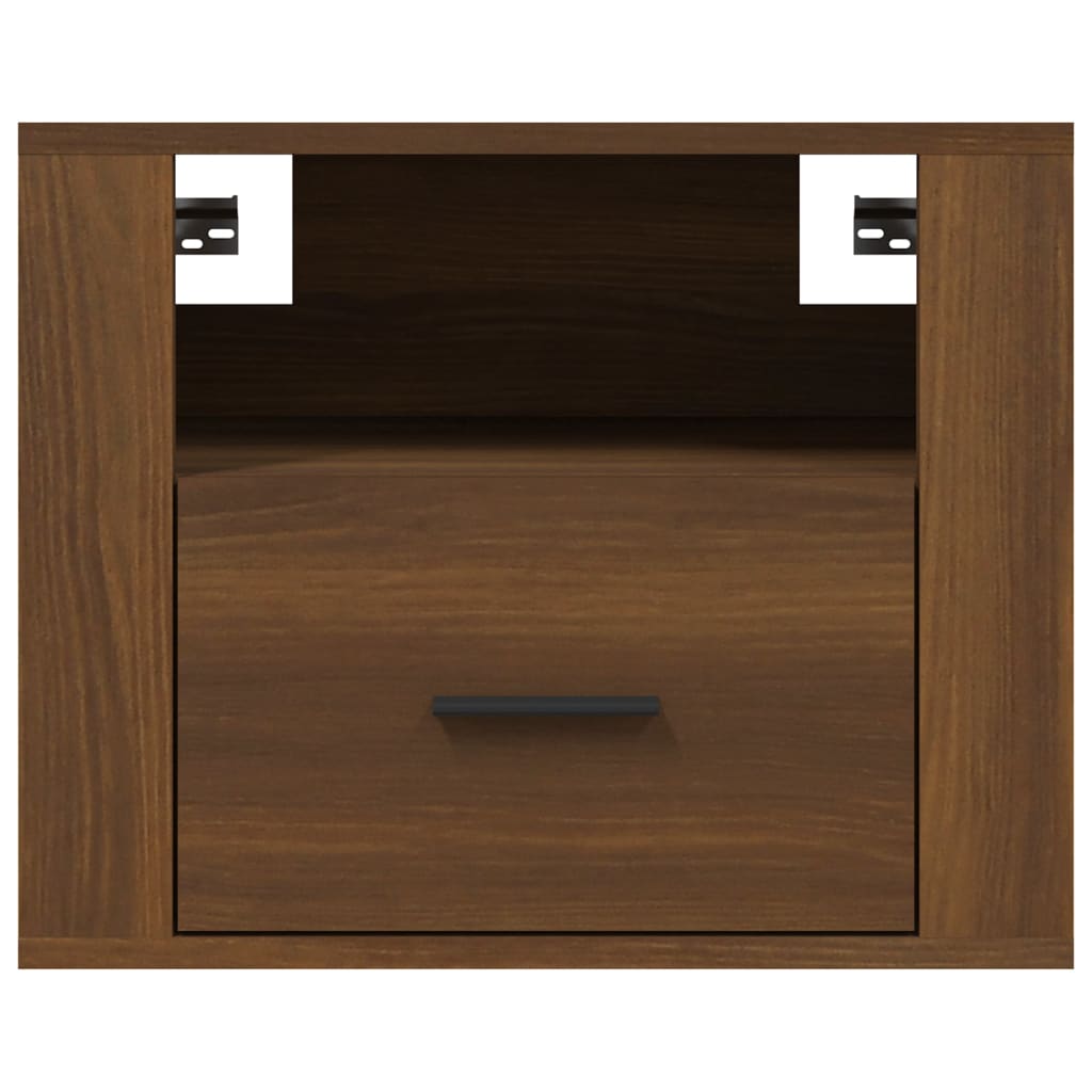 Brown Oak Wall-Mounted Bedside Cabinets 2pcs - 50x36x40 cm