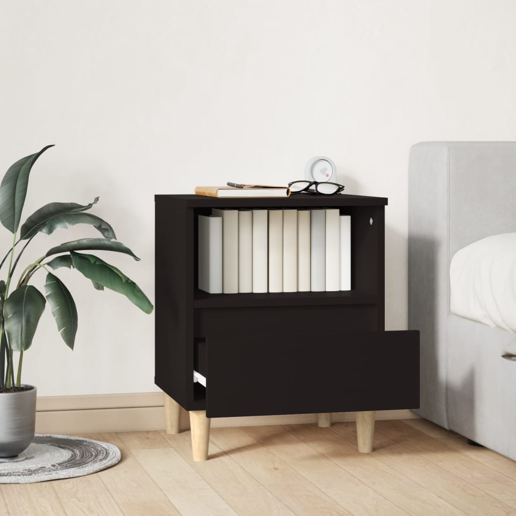 Sleek Black Bedside Cabinet, 40x35x50 cm - Stylish & Functional Design