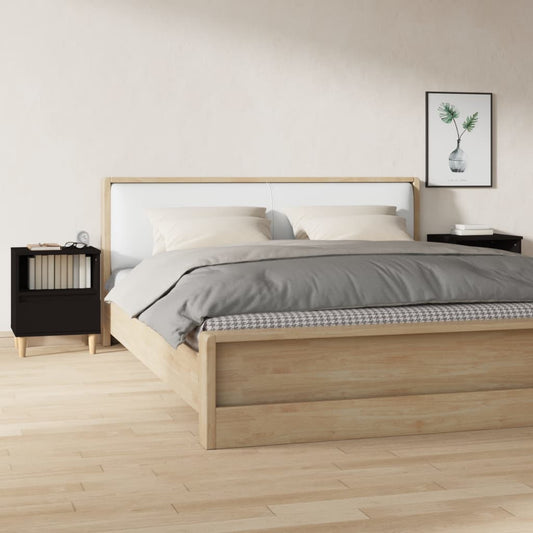 Sleek Black Bedside Cabinets Set of 2 – 40x35x50 cm