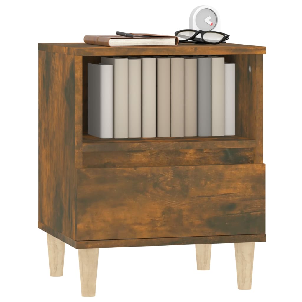 Stylish Smoked Oak Bedside Cabinets Set - 2 pcs, 40x35x50 cm