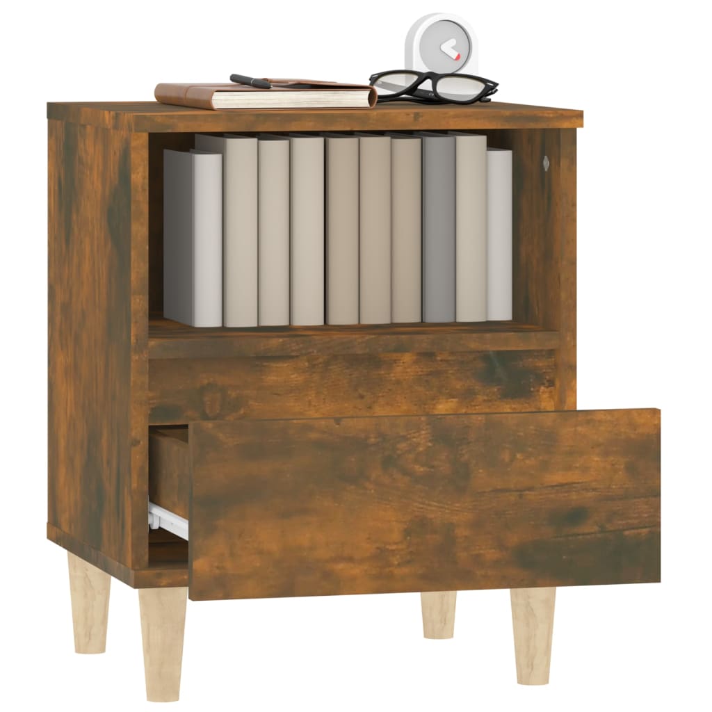 Stylish Smoked Oak Bedside Cabinets Set - 2 pcs, 40x35x50 cm