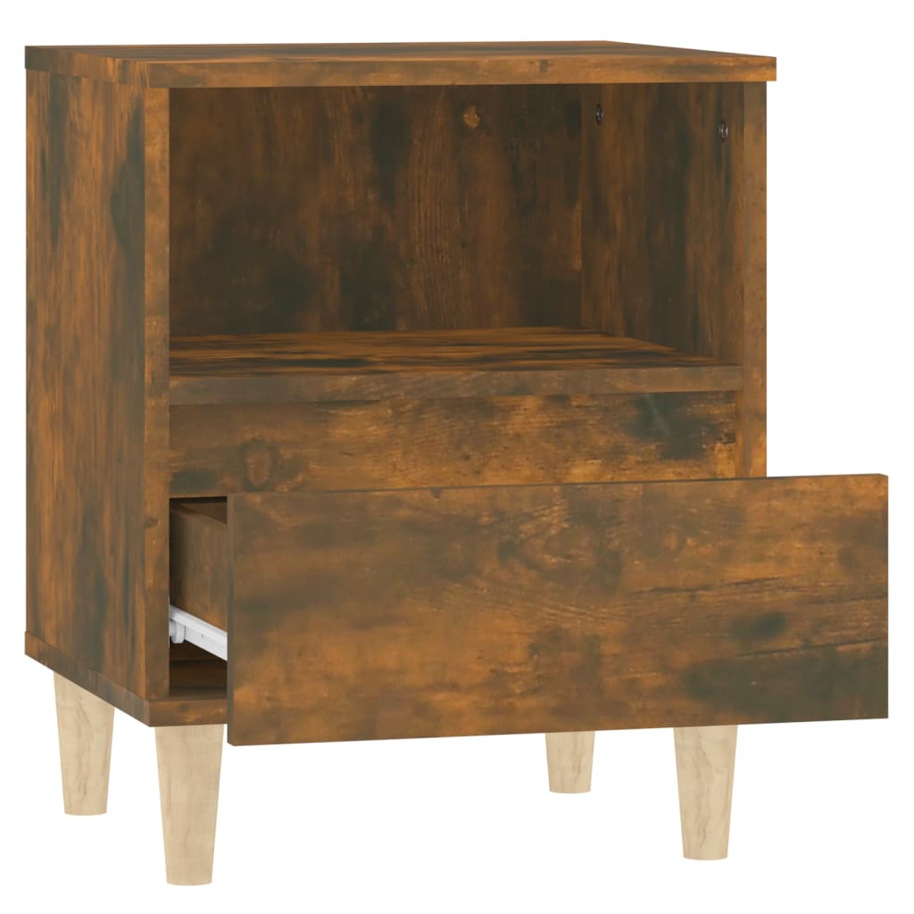 Stylish Smoked Oak Bedside Cabinets Set - 2 pcs, 40x35x50 cm
