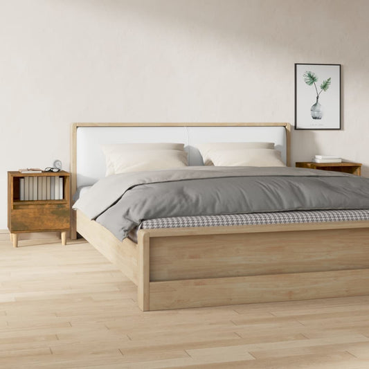Stylish Smoked Oak Bedside Cabinets Set - 2 pcs, 40x35x50 cm