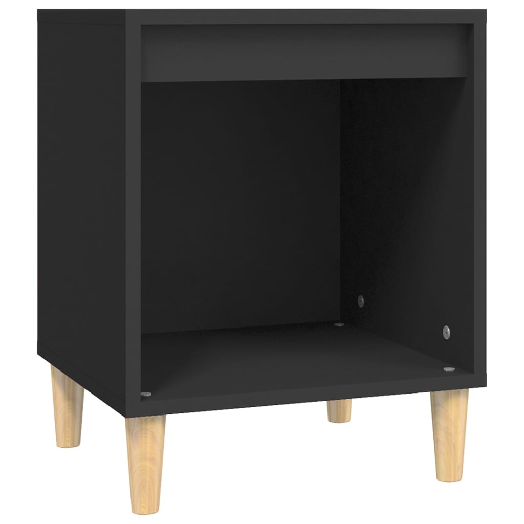 Black Engineered Wood Bedside Cabinet 40x35x50 cm