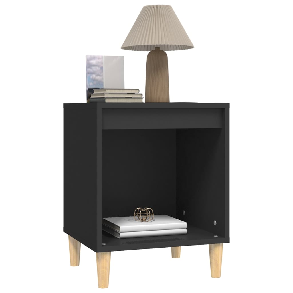 Black Engineered Wood Bedside Cabinet 40x35x50 cm